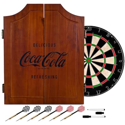 Coca Cola Collectible Vintage Wooden Dart Board Cabinet