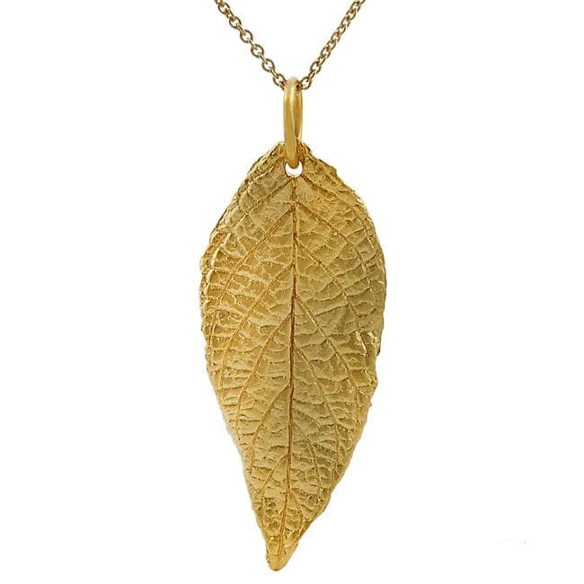 Journee Collection Sterling Silver Vermeil-style Leaf Necklace