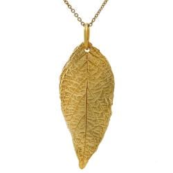 Journee Collection Sterling Silver Vermeil-style Leaf Necklace. Opens flyout.