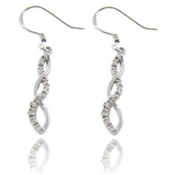 Finesque Sterling Silver 1/10ct TDW Diamond Twist Earrings (I J,I2 I3) Finesque Diamond Earrings