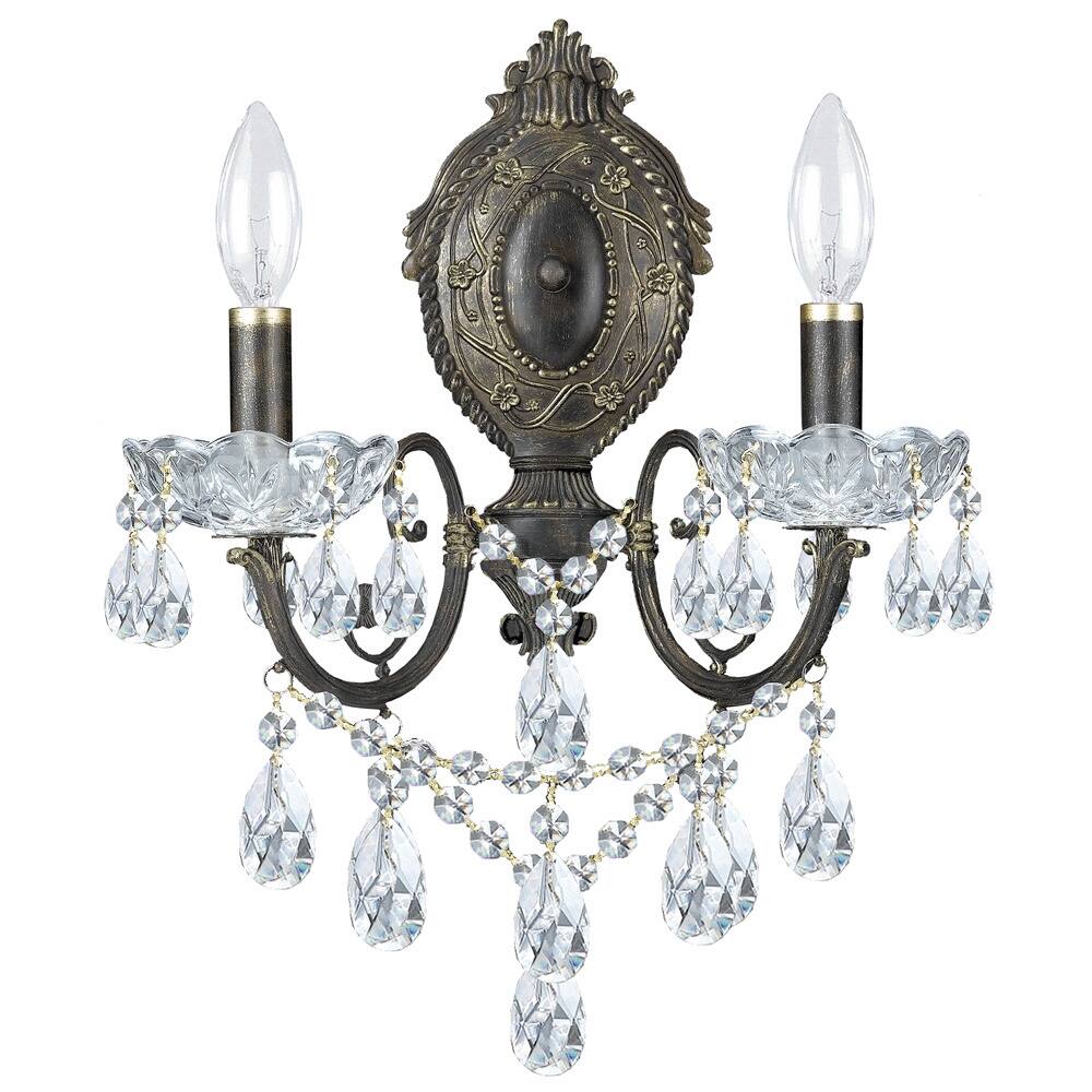Legacy 2-light Old World Bronze Wall Sconce with Crystal Accents