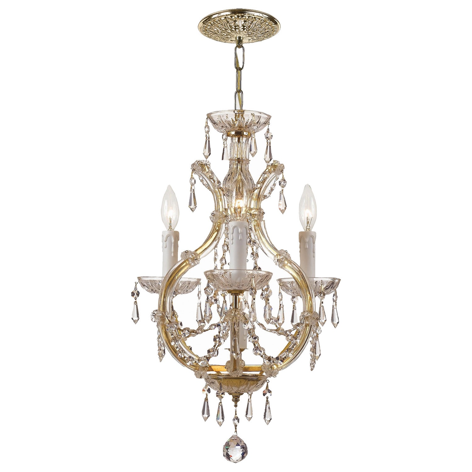 Crystorama Maria Theresa 3-light Gold Mini Chandelier - Chandeliers For Bedrooms by Overstock.com