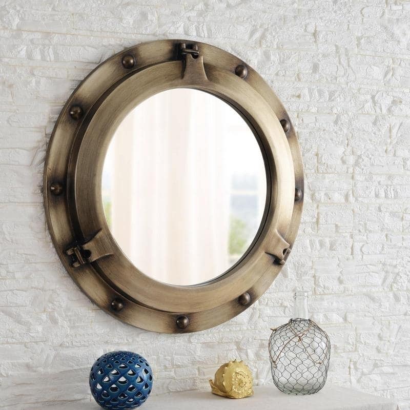 Starliner Antique Metal Finish Wall Mirror - 34" Dia.