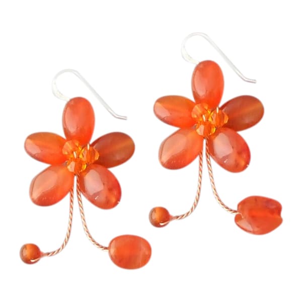 Sterling Silver Tangerine Chalcedony Earrings (Thailand) Earrings
