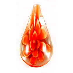 slide 1 of 1, Murano Inspired Glass Orange Flower Teardrop Pendant