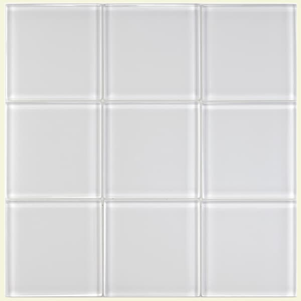 SomerTile 4x4 in Reflections Ice White Glass Tile (Case of 90