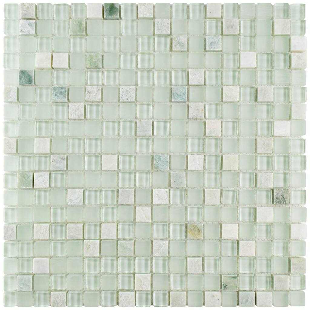 Merola Tile 11.75x11.75-inch Reflections Mini Ming Glass and Stone Mosaic Wall Tile (10 tiles/9.79 sqft.)