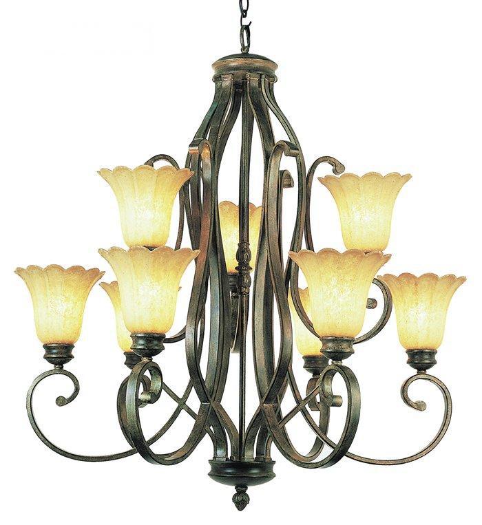 Trans Globe 9 light Burnished Gold New Century Transitional Chandelier