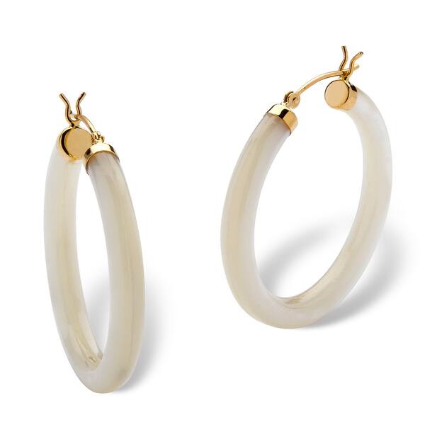 Shop Genuine MotherOfPearl 14k Yellow Gold Hoop Earrings Naturalist