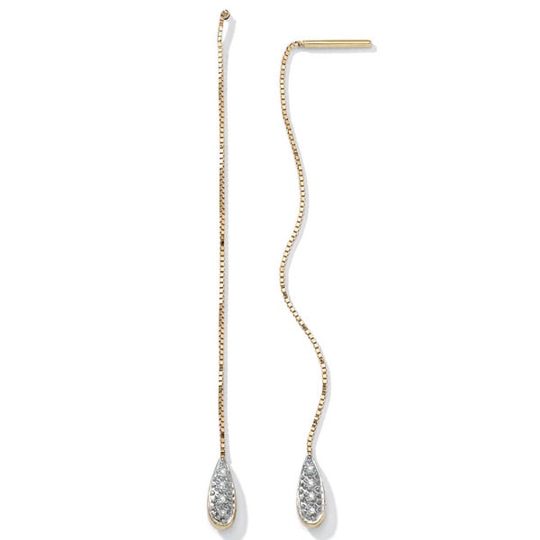 PalmBeach Pave Diamond Accent Thread Thru Earrings in 10k Gold