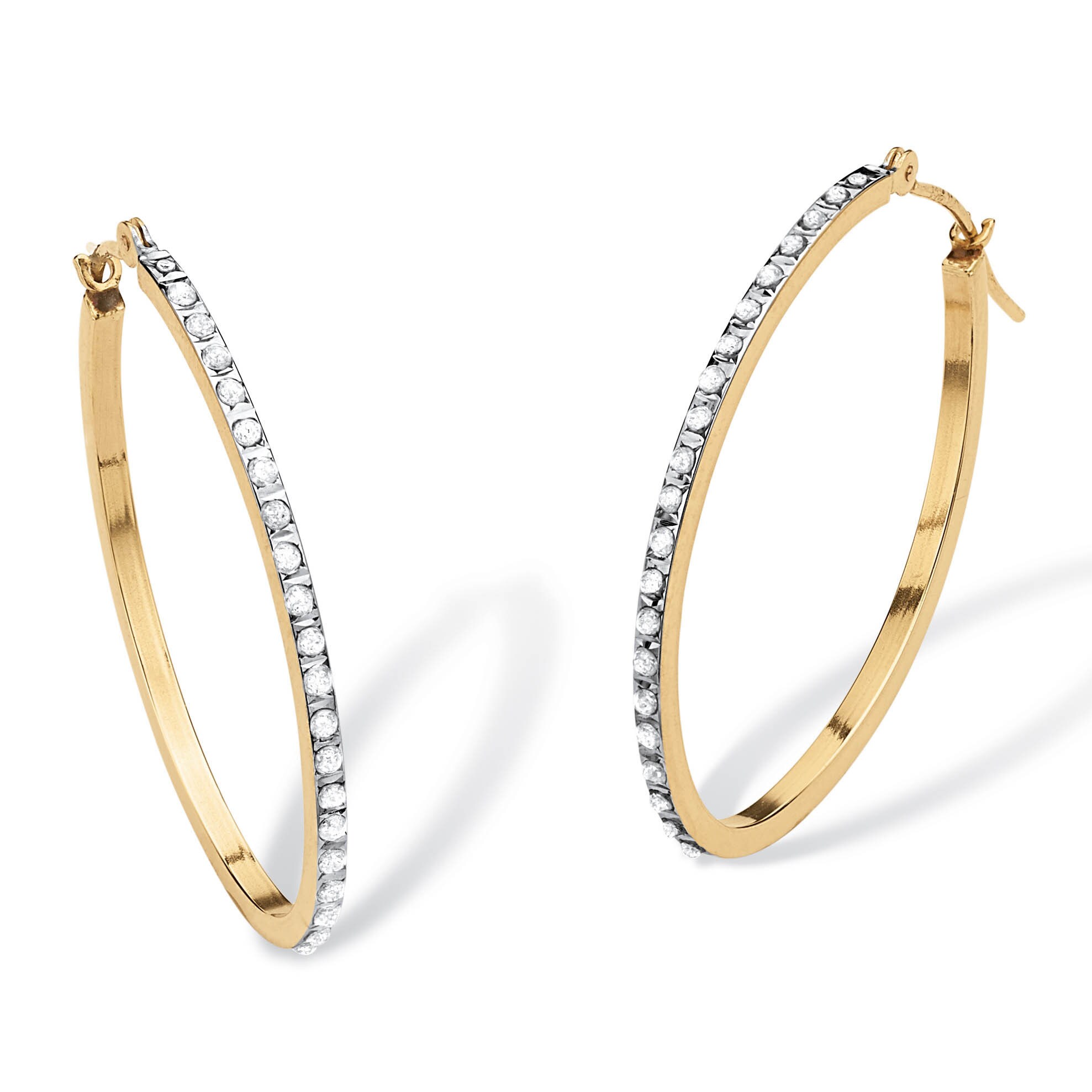 14K Yellow Gold Diamond Fascination Heart Hinged Hoop Earrings 14K Yellow Gold Diamond Fascination Heart Hinged Hoop Earrings