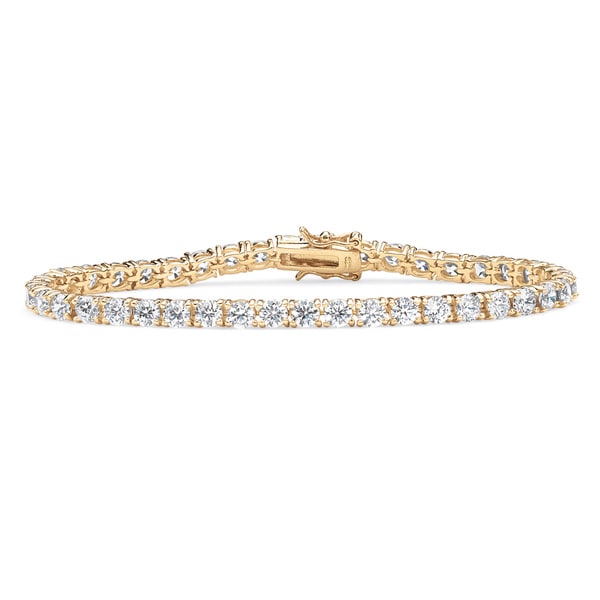 18k Gold Over Silver 10 3 4ct Tgw Round Cubic Zirconia Tennis Bracelet