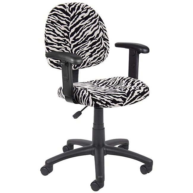 Boss Zebra Microfiber Adjustable Task Chair With Lumbar Support (14.5 inches high x 17.25 inches wideSeat height 19 24 inchesPattern ZebraAssembly RequiredPlease note orders of 4 or more chairs will ship with a freight carrier, and are not traceable vi