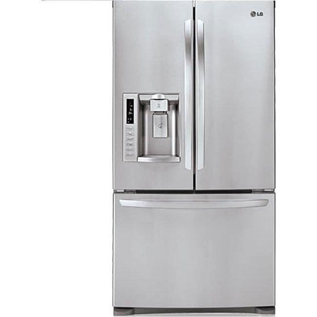 Lg 27.6 cubic feet Stainless Steel French Door Refrigerator (Stainless steelStyle French doorSlim SpacePlusFour compartment crisper systemSmooth touch controlsEnergy StarRefrigerator capacity 18.8 cubic feetFreezer capacity 8.8 cubic feetTotal capacity