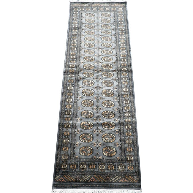 Shop Pakistani Hand-knotted Grey/ Ivory Bokhara Wool Rug - Free ...