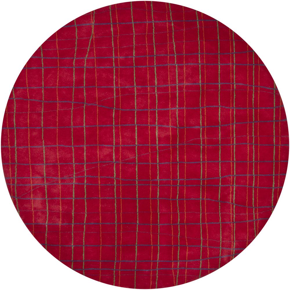 Hand tufted Mandara Red New Zealand Wool Rug (79 Round)