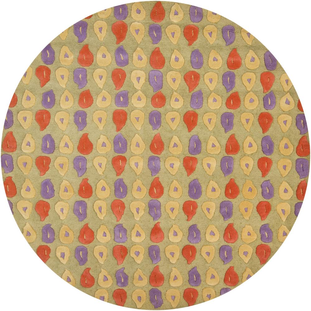 Hand tufted Mandara Green New Zealand Wool Abstract Rug (79 Round)