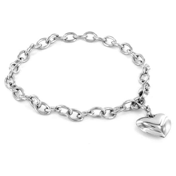 ELYA Stainless Steel Polished Heart Charm Bracelet  