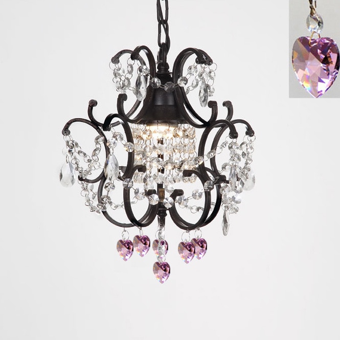Gallery Versailles 1-light Black/ Crystal Hearts Mini Chandelier - Chandeliers For Bedrooms by Overstock.com