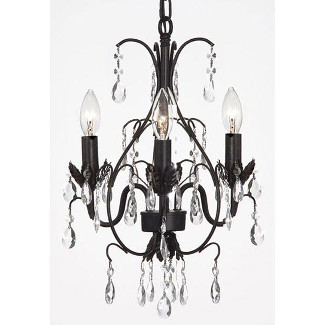 Versailles Three light Black Indoor Crystal Mini Chandelier