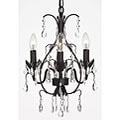 Gallery Versailles Three-Light Black Indoor Crystal Mini Chandelier