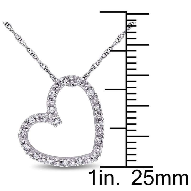 Miadora 10k White Gold 1/10ct TDW Diamond Heart Necklace