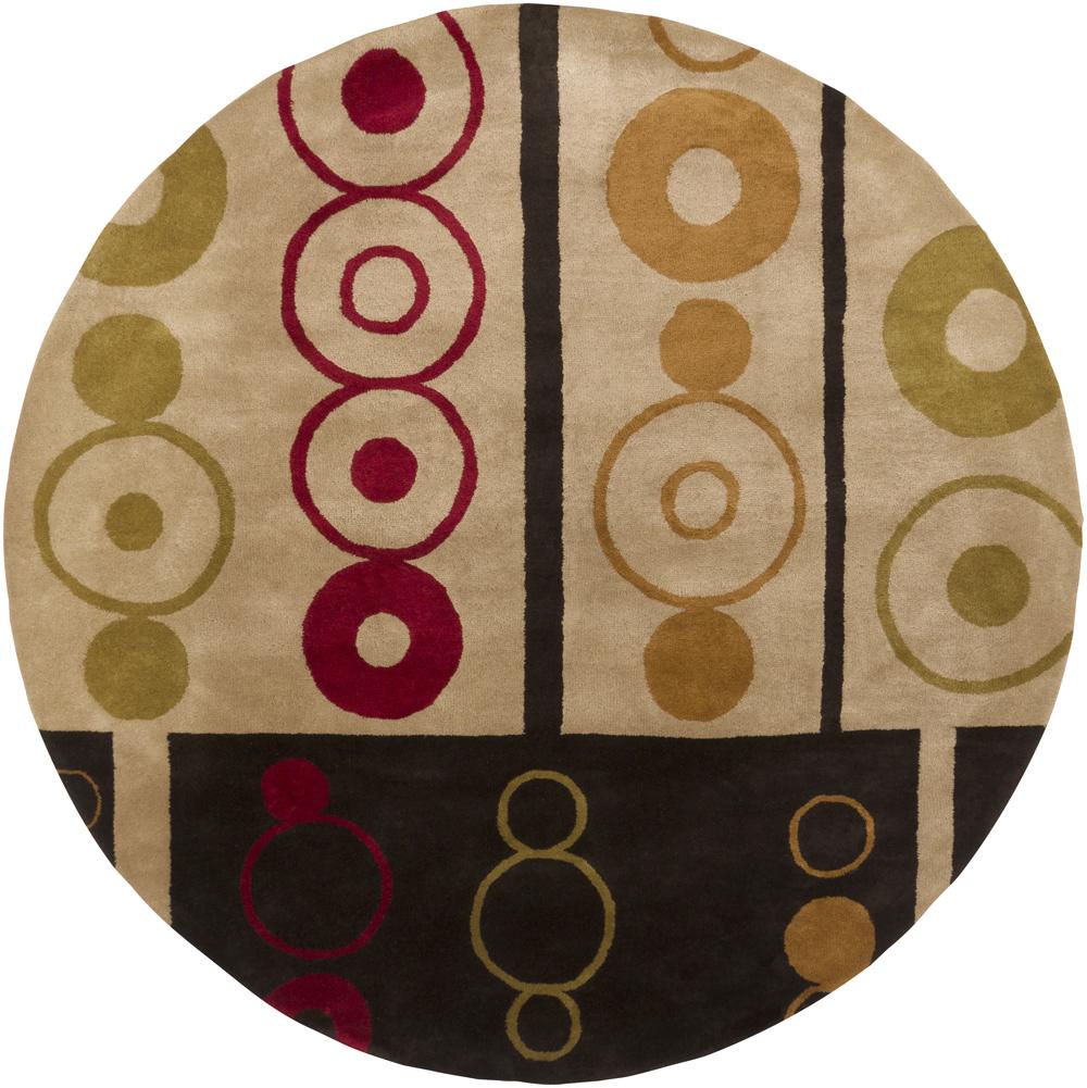 Hand tufted Mandara Beige Geometric Wool Area Rug (79 Round)