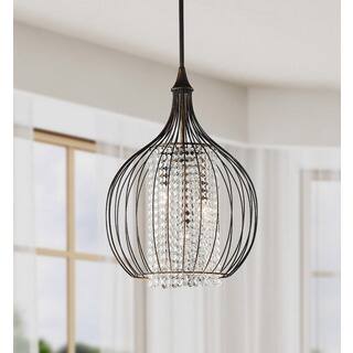 slide 2 of 3, Porch & Den Cherrywood Dancy Indoor 3-light Copper/ Crystal Pendant Chandelier