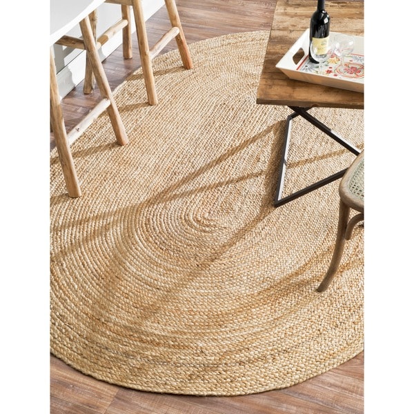 nuLOOM Alexa Eco Natural Fiber Braided Reversible Oval Jute Rug (5 x