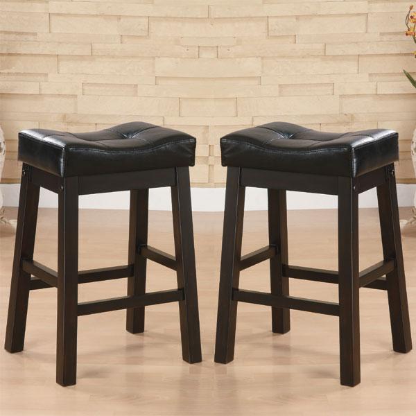 Hadden Bicast Leather Tufted Saddle Counter Stools (Set of 2) Free