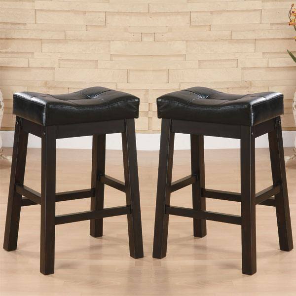 Hadden Bicast Leather Tufted Saddle Counter Stools (Set of 2)