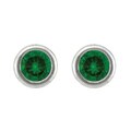 14k White Gold Round Emerald Stud Earrings