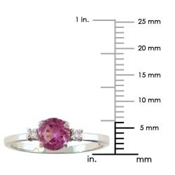 10k Gold June Birthstone Rhodolite and Diamond Ring Gemstone Rings