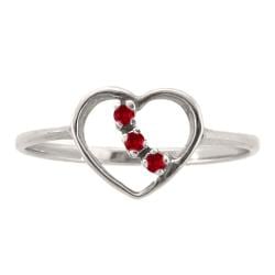 10k Gold Garnet 3 stone Heart Ring Gemstone Rings