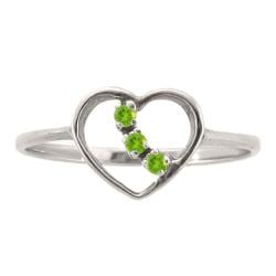 10k Gold Peridot 3 stone Heart Ring Gemstone Rings