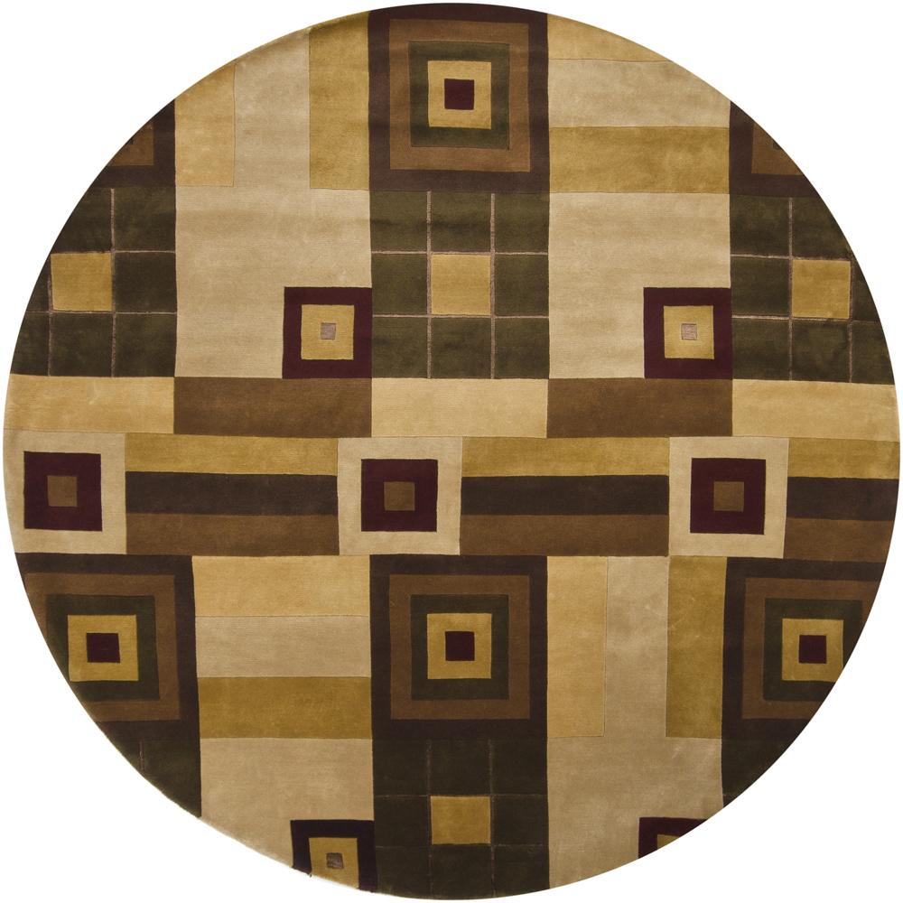 Hand knotted Mandara Geometric New Zealand Wool Area Rug (79 Round)