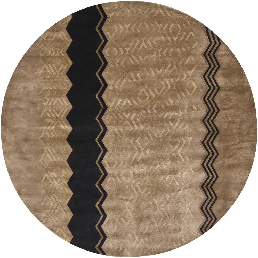 Hand knotted Mandara Brown New Zealand Indoor Wool Rug (79 Round)