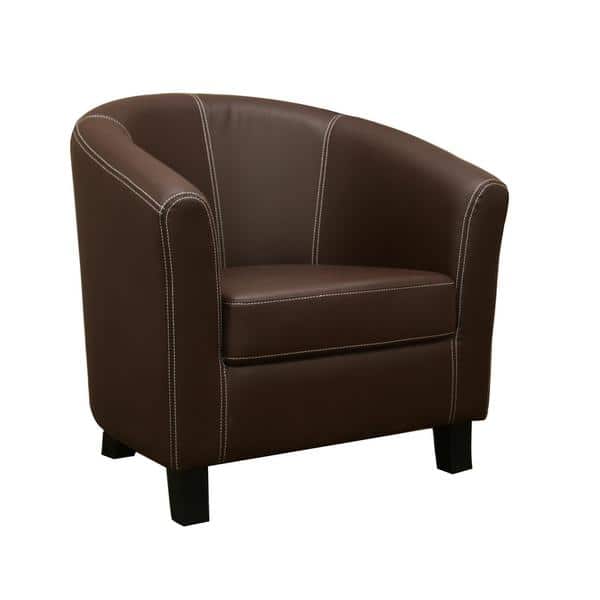Shop Elijah Dark Brown Faux Leather Modern Club Chair Free