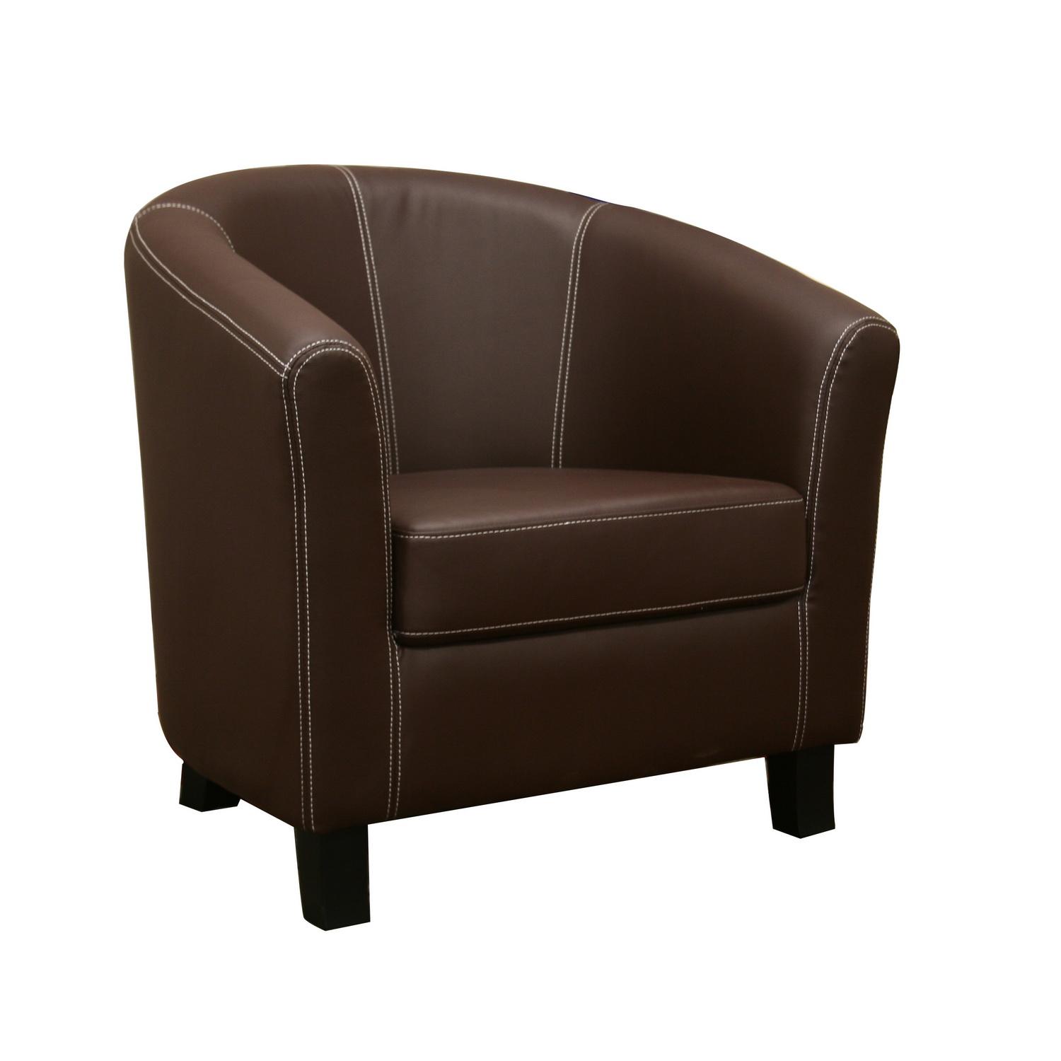 Elijah Dark Brown Faux Leather Modern Club Chair