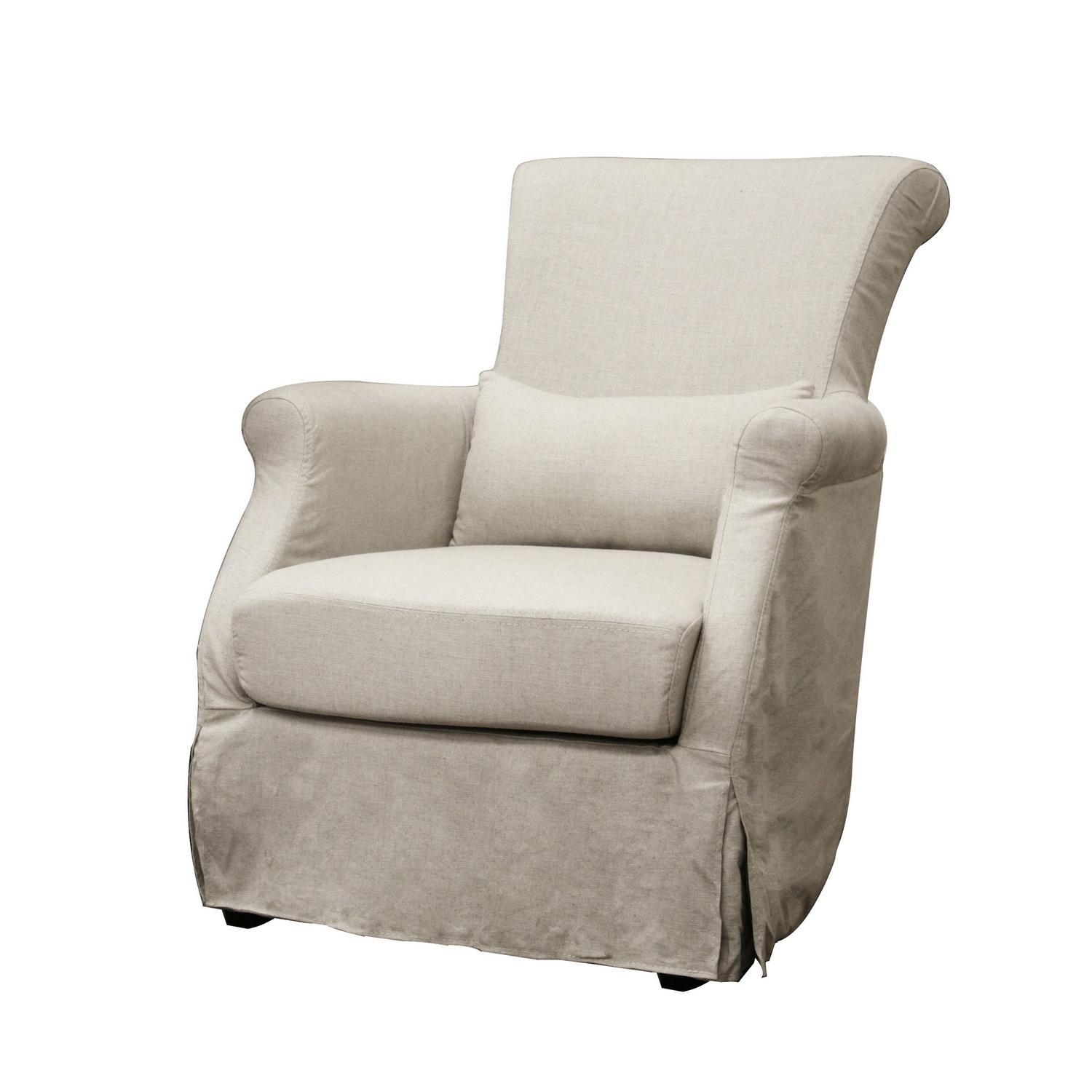 Carradine Beige Linen Slipcover Modern Club Chair - Free Shipping Today