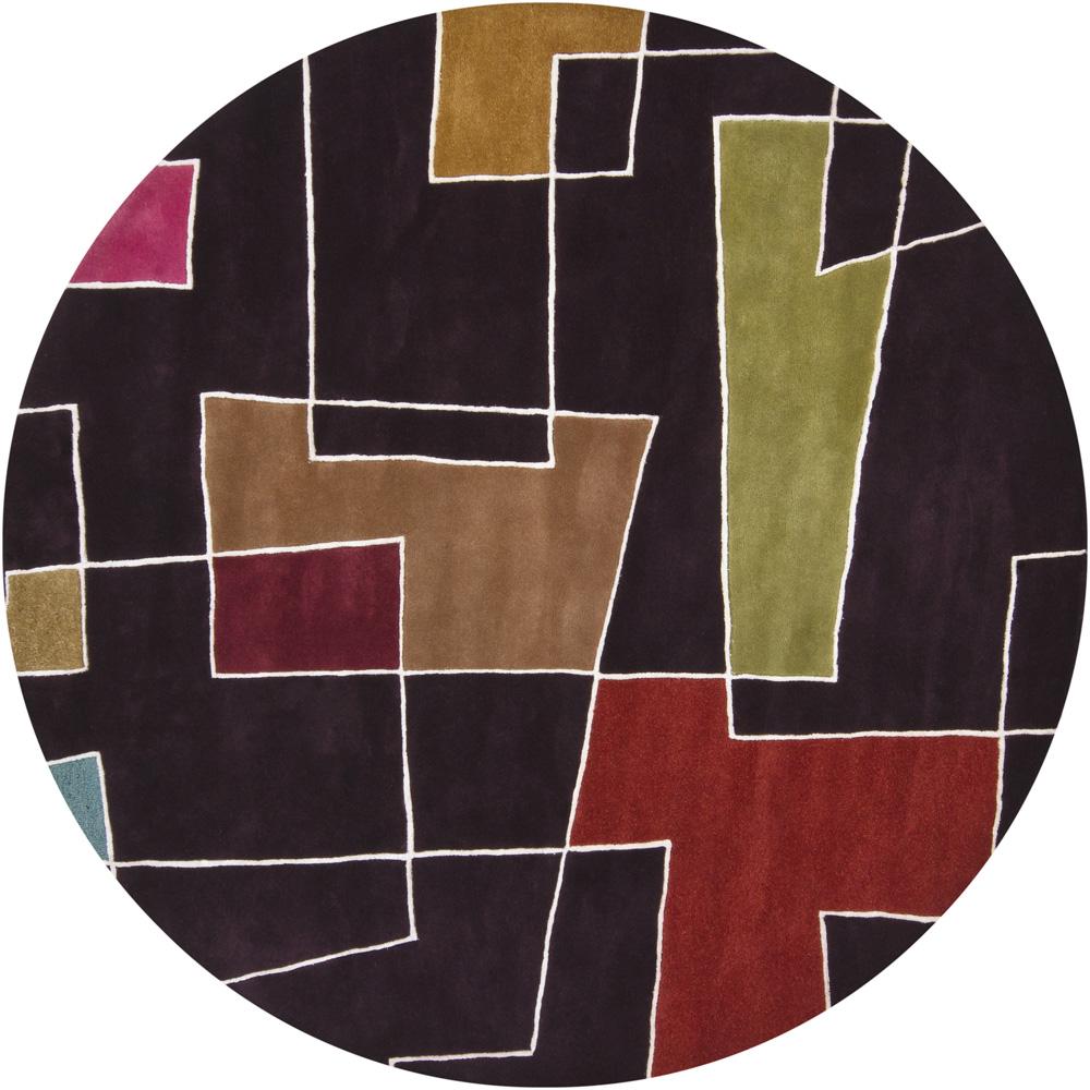 Hand tufted Mandara Brown Geometric New Zealand Wool (79 Round)