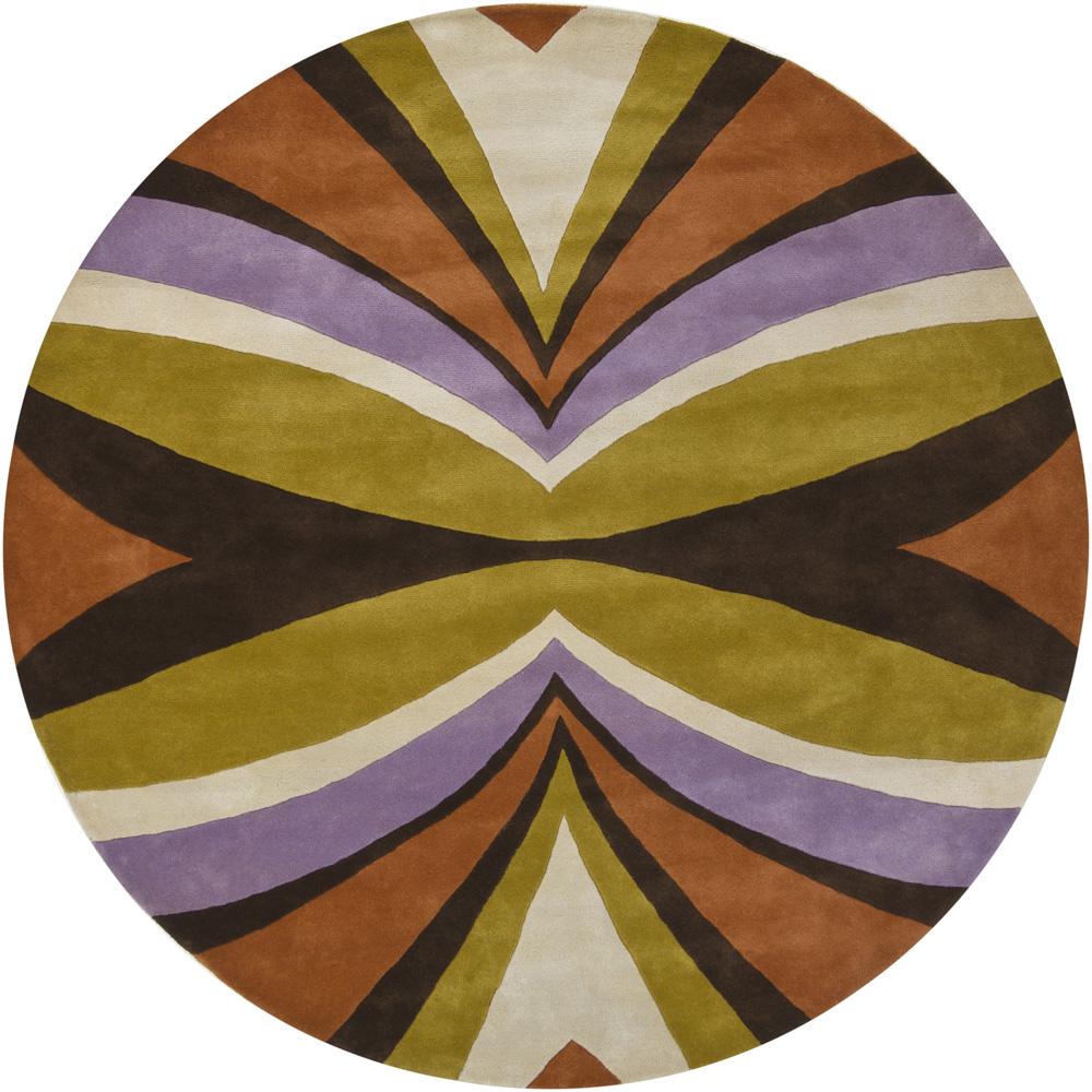 Hand tufted Mandara Multi New Zealand Wool Geometric Rug (79 Round)