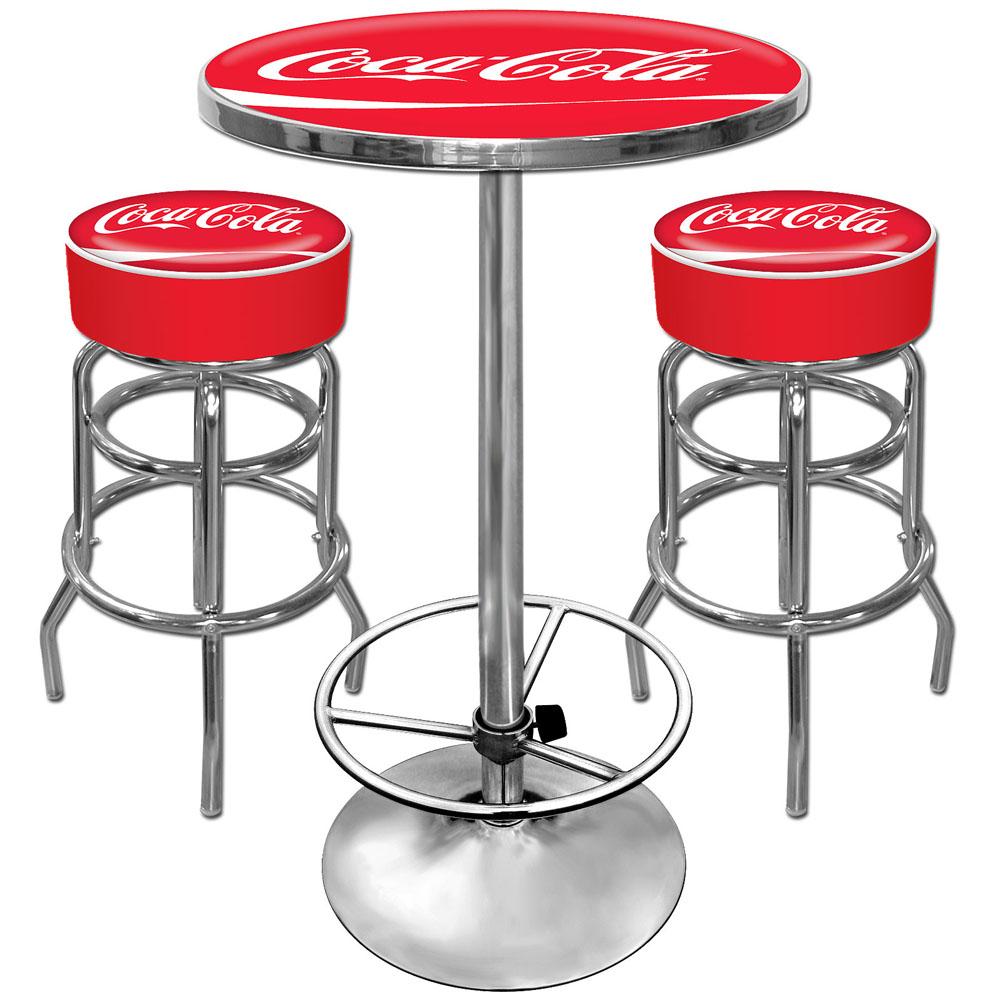 Coca Cola Pub Table and 2 Bar Stools Set L13079237