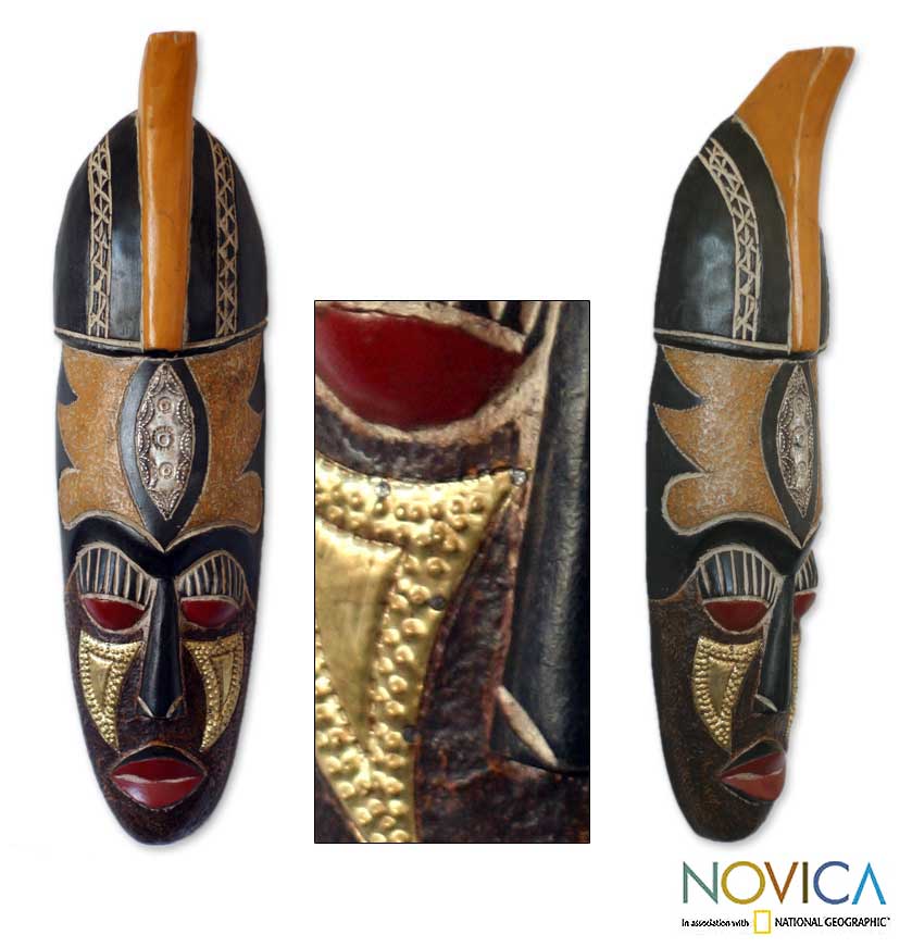 Sese Wood 'Festive Happiness' Mask (Ghana) - multi