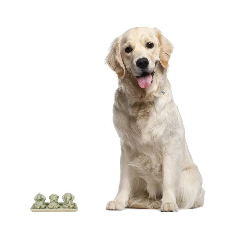 Set of 3 Celadon Ceramic 'Elephant Life Lessons' Figurines