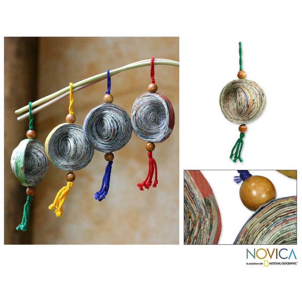 Set of 4 Recycled Paper 'Dancing Cosmos' Ornaments