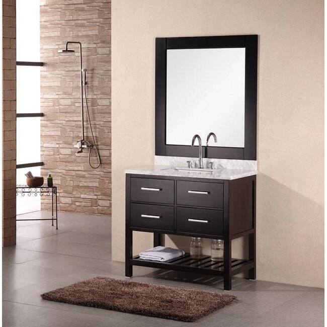 Design Element Jasper Single Marble Bathroom Vanity Cabinet