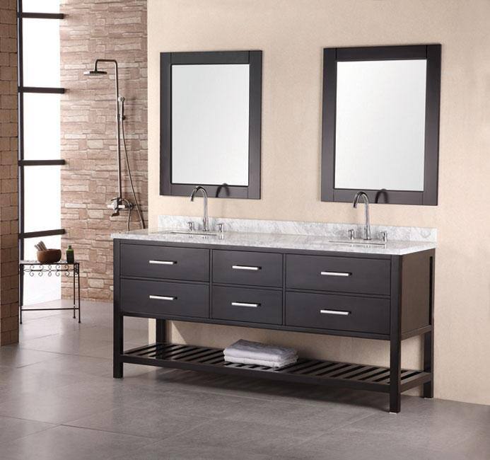 Design Element Jasper Modern Double Bathroom Marble Vanity Cabinet