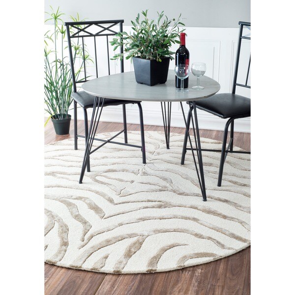 nuLOOM Handmade Zebra Brown Wool/ Faux Silk Highlights Rug (86 x 116