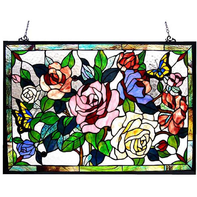 Chloe Floral Design Glass Bronze Window Panel